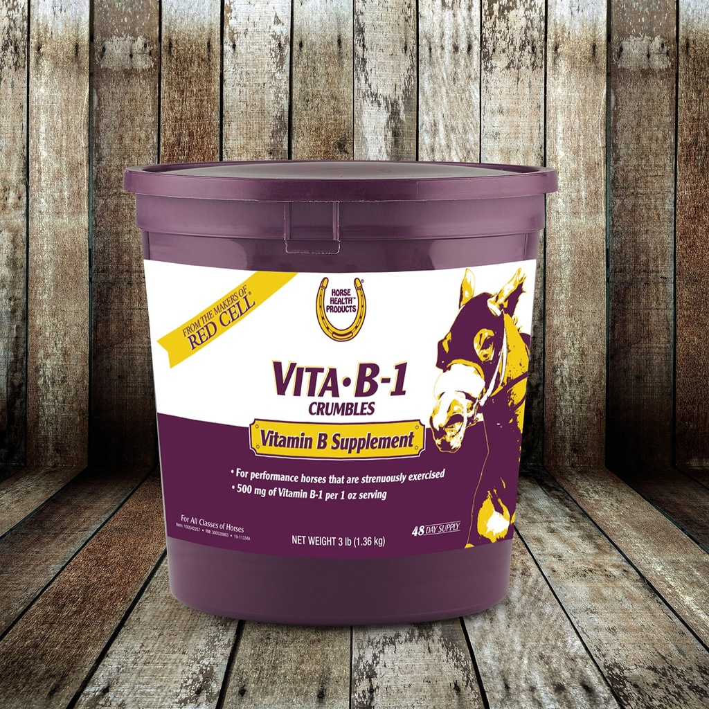 Farnam Horse Health Vita B-1 Crumbles Supliment pentru cai, susține activitatea optimă musculare și metabolismul pentru performanță, 3 lire sterline, 48 zile de aprovizionare