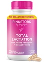 Pink Stork Total Alăptarea Supliment pentru alimentarea cu lapte de sân, Schinduf organic și Alfalfa pentru a sprijini alaptarea, fluxul de lapte și producția, Postpartum Essentials - 60 Capsule
