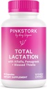 Pink Stork Total Alăptarea Supliment pentru alimentarea cu lapte de sân, Schinduf organic și Alfalfa pentru a sprijini alaptarea, fluxul de lapte și producția, Postpartum Essentials - 60 Capsule