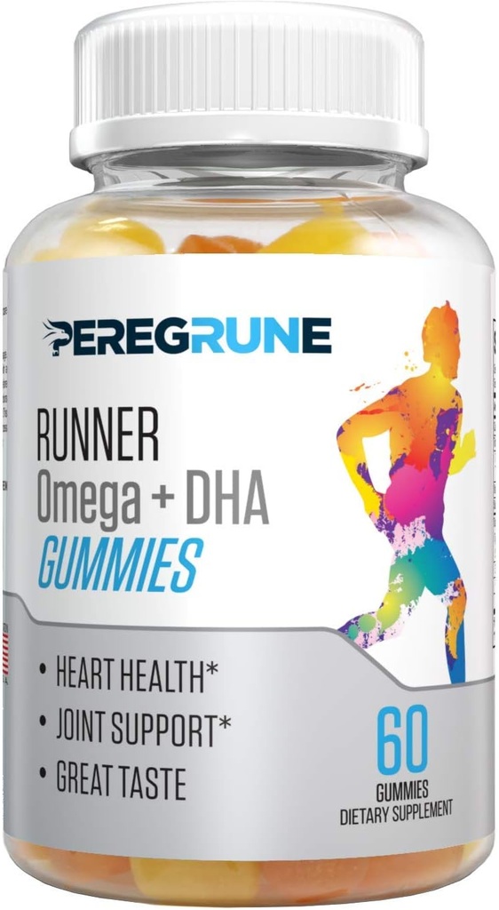 Runner Omega 3, 6, şi 9 Gummies Plus DHA - Suplimente zilnice de rulare 