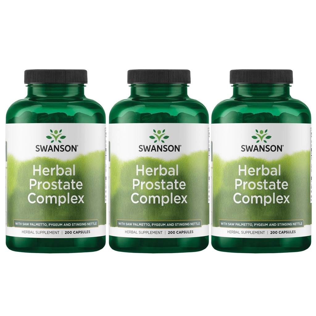 Swanson Herbal Prostate Complex - Men's Supplement - Caracteristici Pygeum, Saw Palmetto & Stinging Nettle - (200 Capsule) (3 Pack)