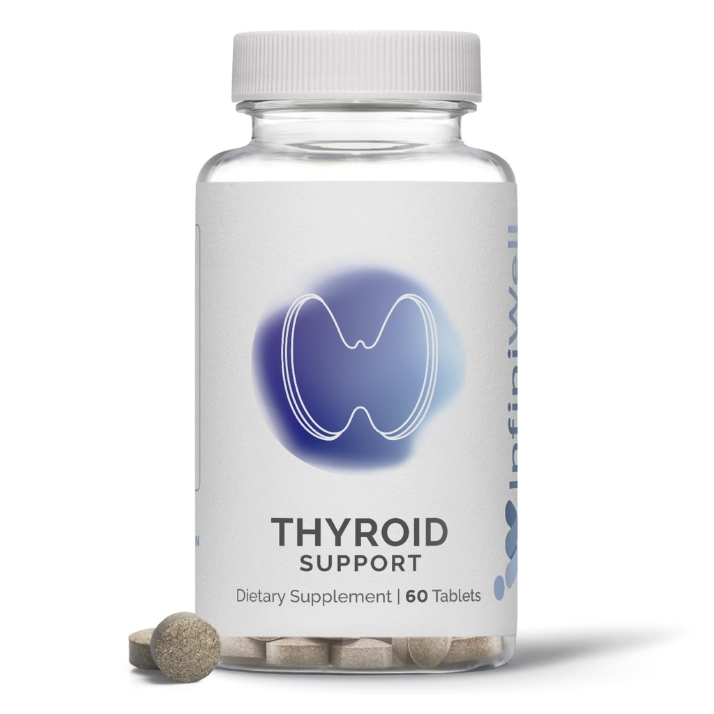 Complexul de suport tiroidian InfiniWell - Suplimentul tiroidian vizat - Promovează semnalizarea hormonală, Producţia de energie metabolică şi mitocondrială - cu iod, Seleniu & More (60 comprimate)