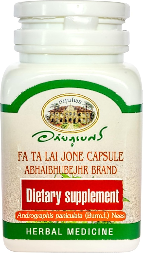 Andrographis Paniculata Herbal Dietary Supplement, 60 Capsules, FA Ta Lai Jone (Indian Echinacea, Chuan Xin Lian, Chiretta, Kalmegh). Importat din Thailanda.