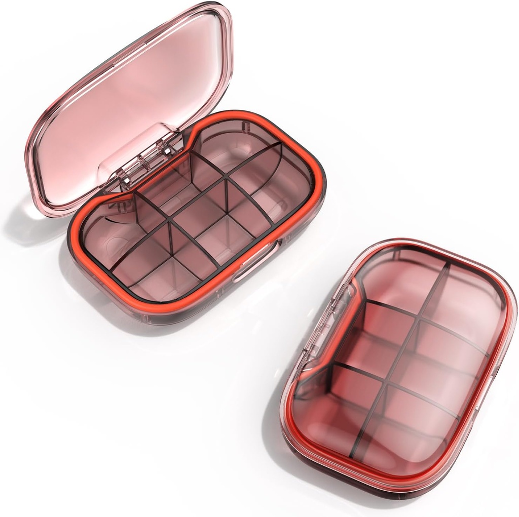 6 Compartiment Travel Pilula Box, Pilula Organizator Proof de umiditate caz de pilula, cutie de pilula mica pentru buzunar, Daily Portable Medicine Vitamina Box, Fish Oil Box, Supliment Box (Orange)