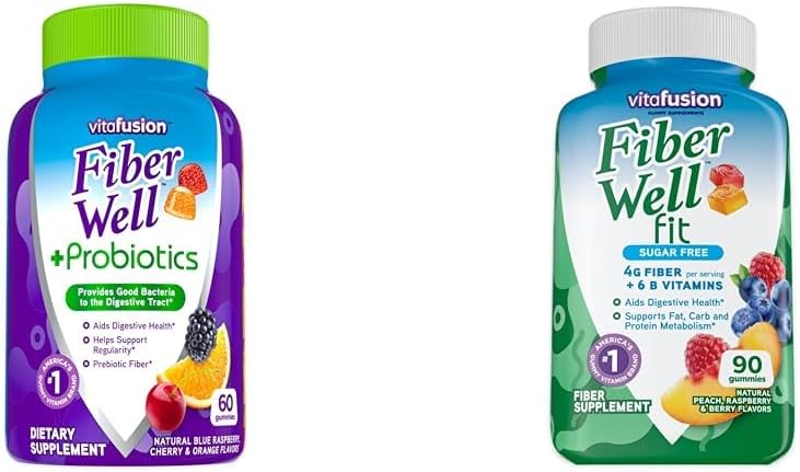 Vitafusion Fiber Well + Probiotice 60 Count and Fiber Well Fit 90 Count Gummy Vitamina Bundles