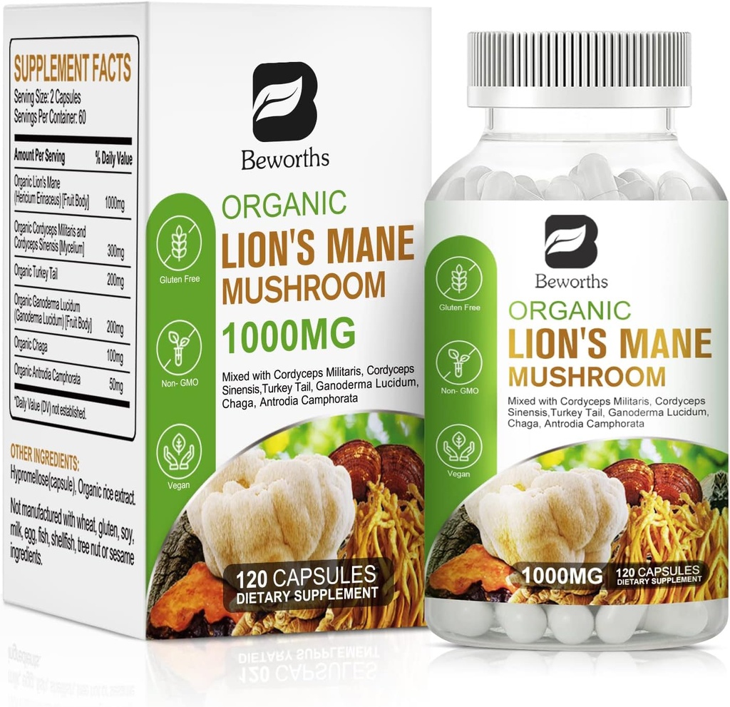 Coama lui Lion ciuperci - 120 capsule 