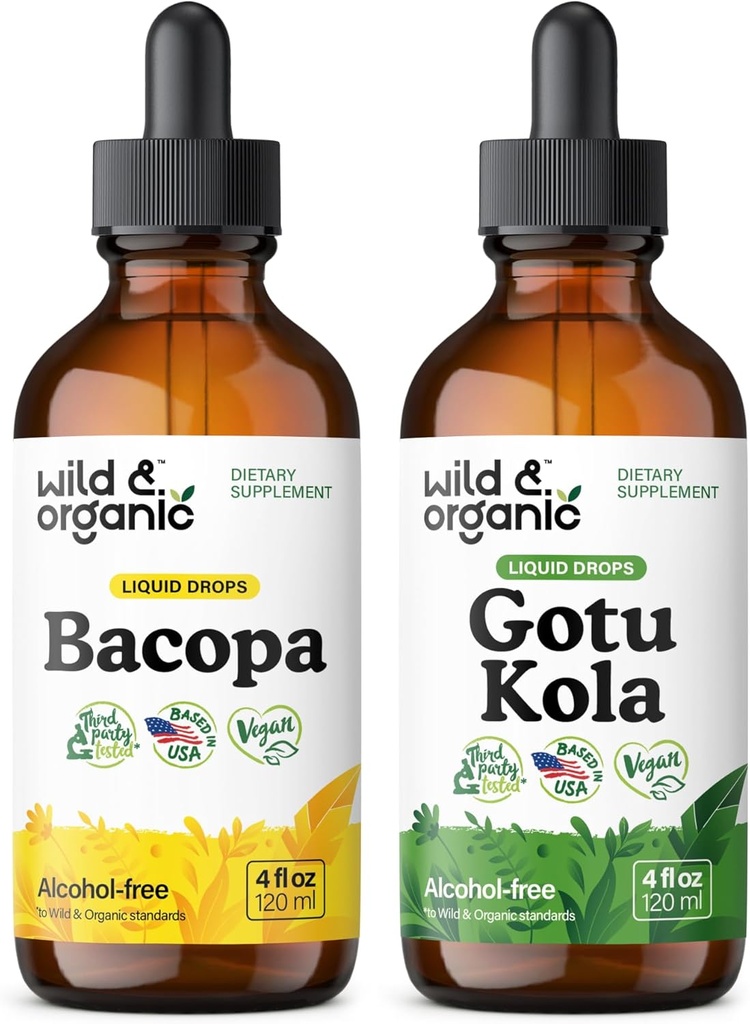 Salbatic si organic Bacopa Tincture 4 fl oz & Gotu Kola Tincture 4 fl oz
