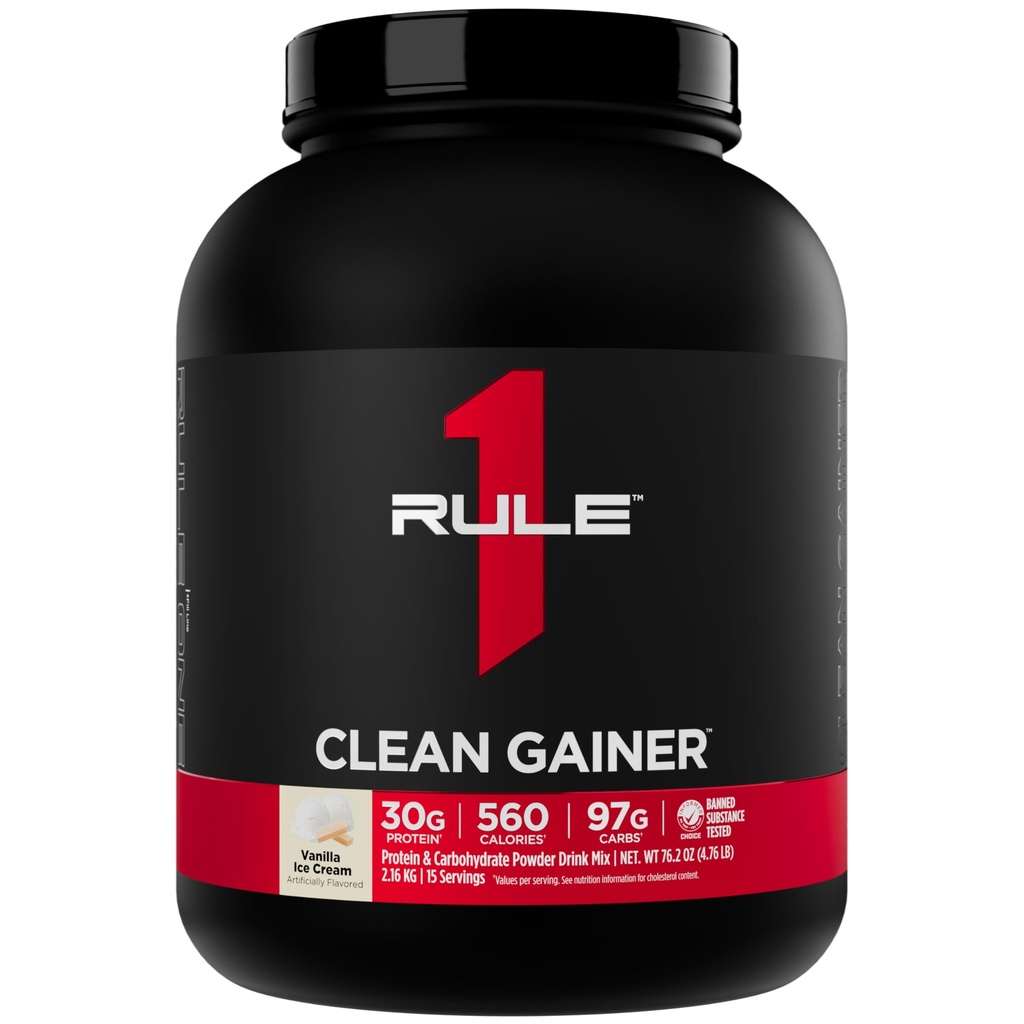 Regula 1 Gainer Clean - Formula de gain Lean High-Protein cu 560 Calorii, 30g de proteine Full-Spectru, peste 90g carbohidrati, sub 6g de grăsime (15 serviri, Vanilla Ice Creme)