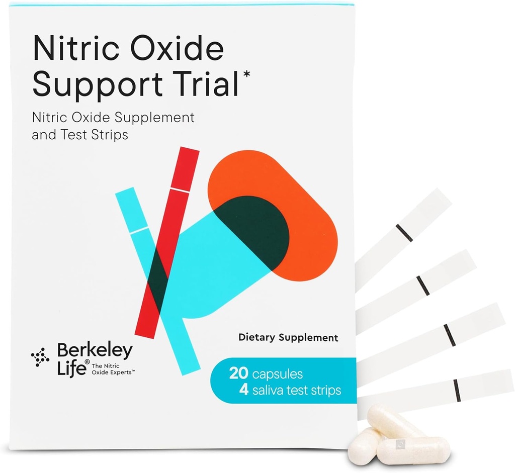 Berkeley Life Professional - Antioxid de azot Booster & Stripuri de testare - capsule de 20 de zile și 4 benzi de testare - Pachet de încercare