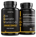 Zinc Querbetin 500 mg cu vitamina C Vitamina D3 Bromelain Immune Support mare potenta Querbetin Zinc Supliment ZQV de SPARTIS (Pachet de 1 flacon la 120-Caps)