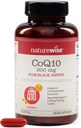 NatureWise CoQ10 200mg + Black Pepper Softgels - Coenzime de înaltă absorbţie Q10 + Pepper negru - Antioxidant pentru sănătatea inimii + Energie celulară - Vegan, Non-GMO, Gluten-Free - 90 Conte[90-Day Supply]