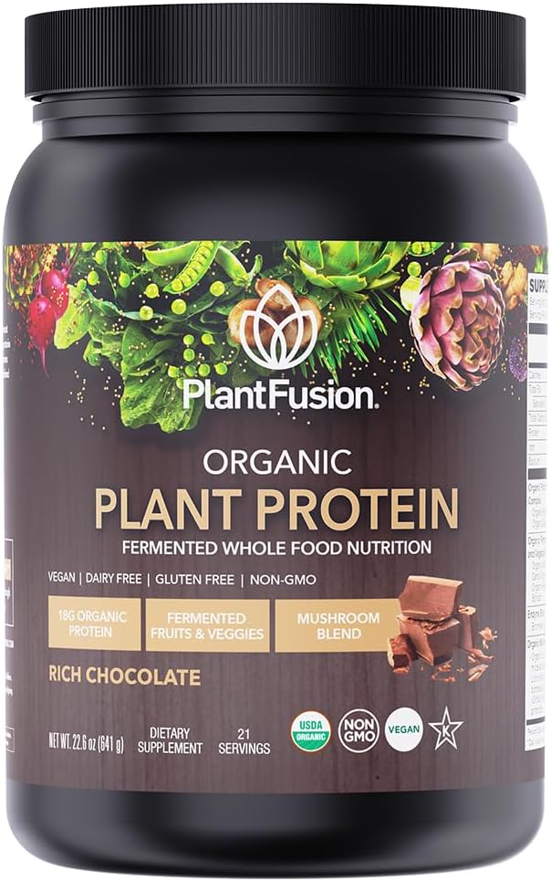 SOTRU Organic Vegan Proteine pulbere - alimente integrale, plante pe bază de proteine pulbere cu super-alimente verzi, enzime și probiotice - USDA Certified Organic, Non-GMO, Gluten-Free - Ciocolata 18.5 oz, 21 Serviri