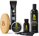 Barbă Club Grooming Bundle: Trimmer pentru bărbați și Kit de îngrijire - Include Trimmer electric fără fir, Edge Razor drept, Șampon, Cedar Balm & Oil, Brush - 8 Ghiduri, 45 Lungime