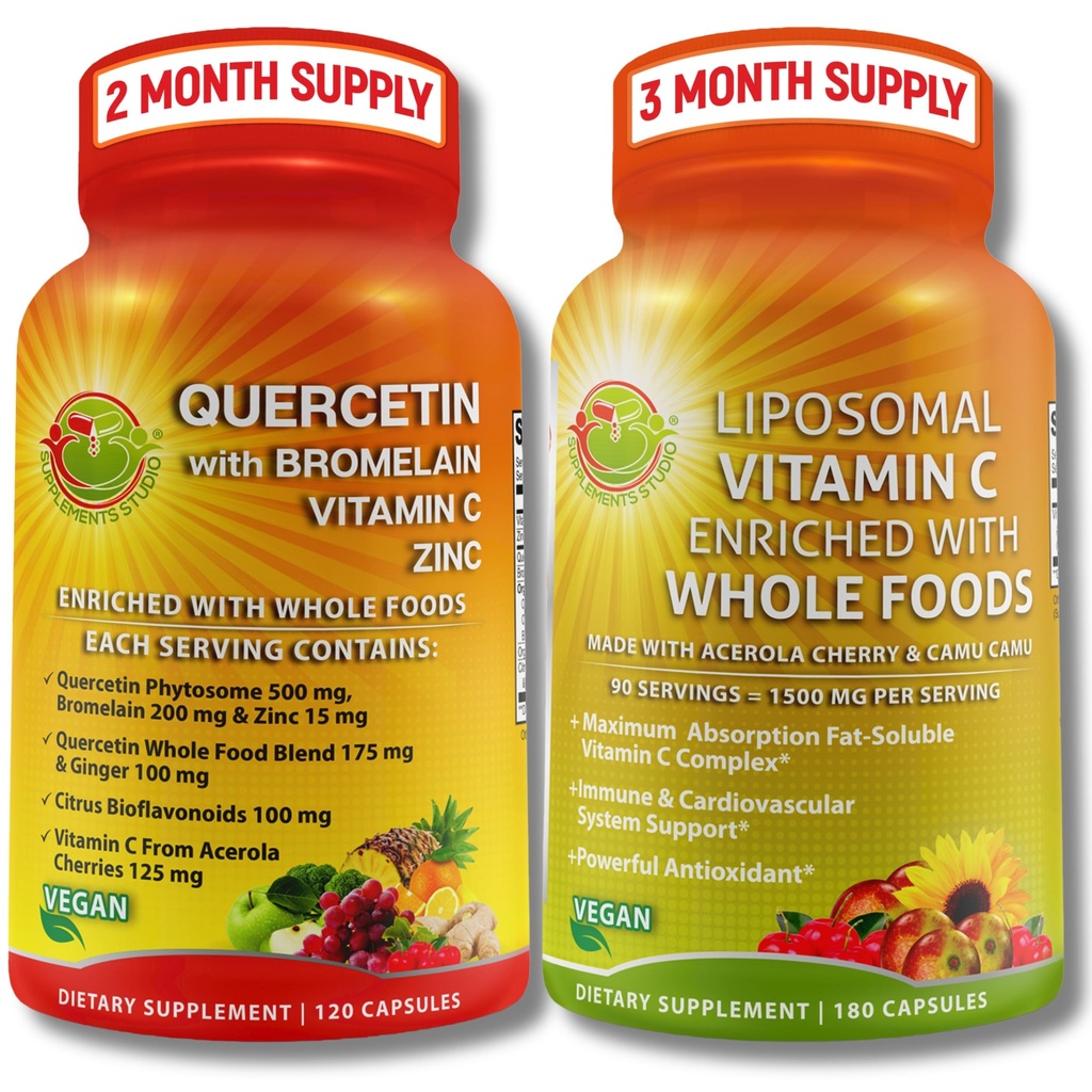 Querbetin cu Bromelain, vitamina C & zinc și vitamina lipozomal C 1500mg 