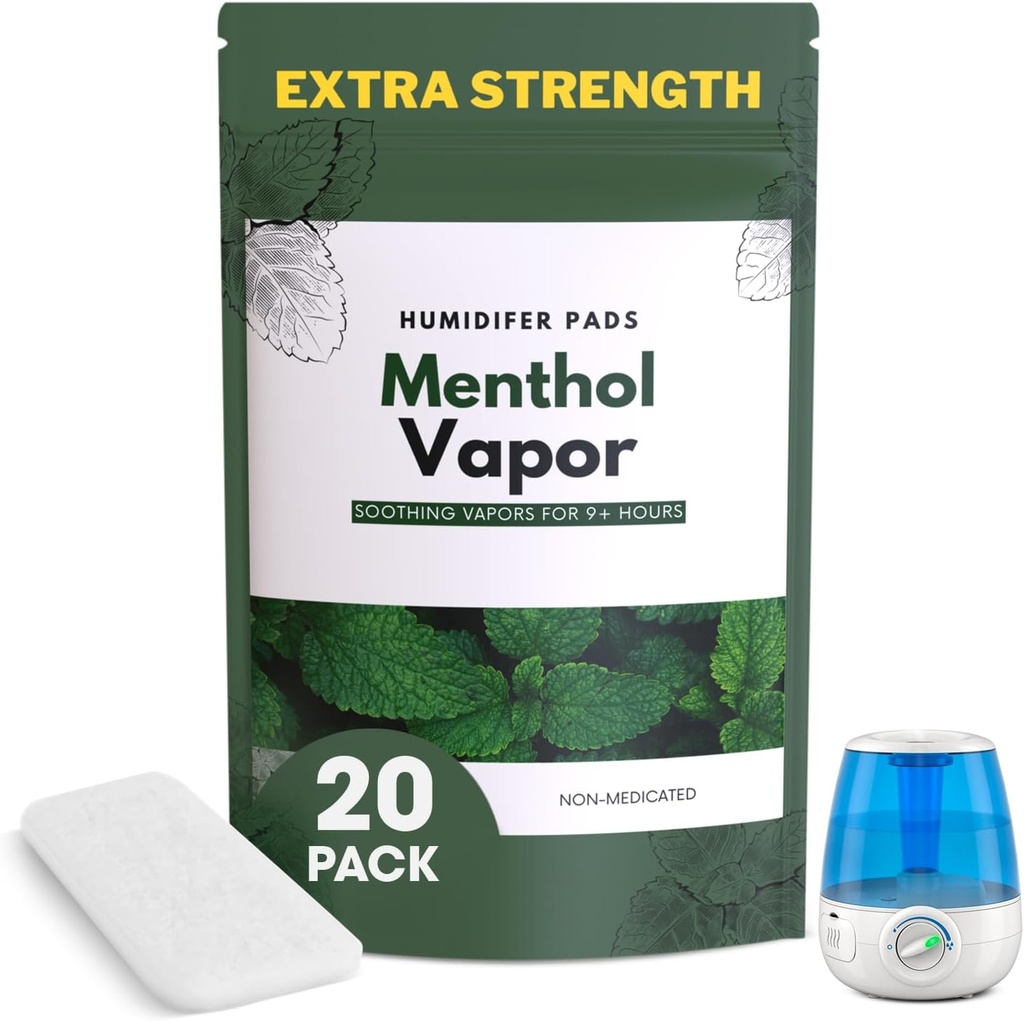 Rezistenta suplimentara [20 pachet] Eucalipt mentol Pad-uri Humidificatoare - Pad-uri universale Vapor pentru toate Vks, Crane, Alte Modele - Înlocuire Vapopads - Vaporizatoare naturale fără apă - Simptome reci/Flu