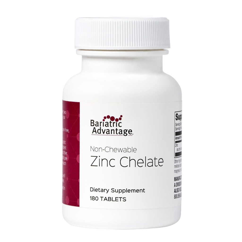 Avantaj bariatric Chelat de zinc nemuls - foarte absorbabil - 20 mg Zing Arginina & Glicină - Tablete pentru pacienţii cu chirurgie bariatrică - 180 Număr de pacienţi