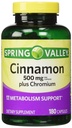 Valea de primăvară - Scorțișoară 500mg Plus Crom, Twin Pack, 2 sticle de 180 capsule
