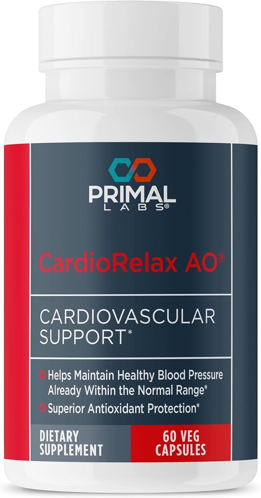 Primal Health CardioRelax AO - Coenzima Q10 Formula, Bioperine + extract de frunze de măsline - 60 capsule
