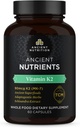 Nutriţie antică Supliment vitamina K2, K2-90mcg K2, Herburi adaptogene, Enzyme activat, Suportă Funcţia cardiovasculară, Paleo & Keto Friendly, 60 Capsule