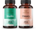 HERBAMAMA Inulin și kit de cicoare - Bundle de 1200 mg Inulin Fiber & 1200 mg capsule rădăcină de cicoare - Vegan, non-GMO, Gelatină - 2 ambalaj