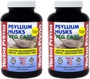 Yerba Prima Psyllium Husks Veg Caps - 180 Conte (2 Pack) (625mg) - Vegan, Non-GMO, Gluten Free, Colon Cleanser, Daily Fiber Supplement for Gut Health & Regularity