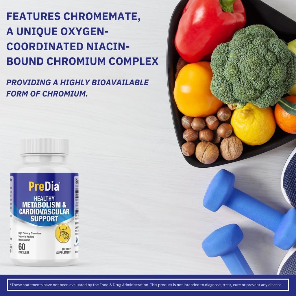 PreDia - Metabolizare sănătoasă și asistență cardiovasculară Sănătate - (Chromium 200mcg)