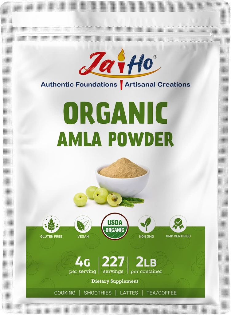 Jai Ho Organic Amla Berry Powder (Amalaki), 2 LB - bogat în antioxidant vitamina C 