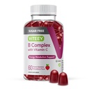VITEEY Vitamina B Complex Gummies cu vitamina C, zahăr fără - energie, metabolism și sănătate nervoasă - B6, B12, Acid folic, Biotin - Vegan, Gelatină Gratuit, OMG-uri gratuit - gustoase gustoase aroma de capsuni