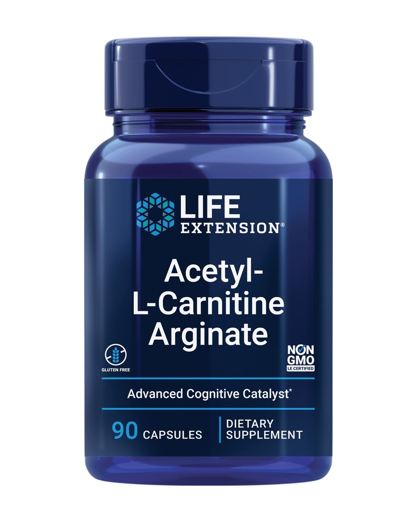 Extensie de viaţă Acetil-L-Carnitină Arginat, Avansate Brain & Nervi sănătate, Cellular Energy Support, Gluten-Free, non-GMO, 90 Capsule
