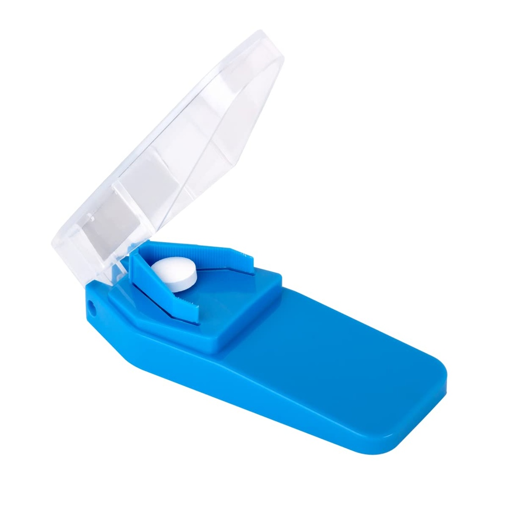 EZY DOSE Pilula Cutter și Splitter, Tăieturi în condiții de siguranță mari, pastile mici și mici, vitamine, tablete în jumătate, Tăiere ușoară exactă, Lamă de oțel inoxidabil, Travel Sized, Ușor de utilizat, Culoare Vary mai, BPA gratuit
