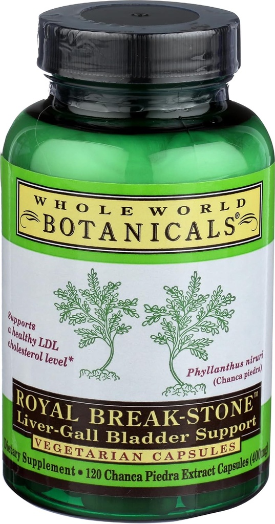 Întreaga lume botanică Royal Chanca Piedra (Break-Stone) suport pentru vezica biliară hepatică - 400 mg - 120 Capsule vegetariene