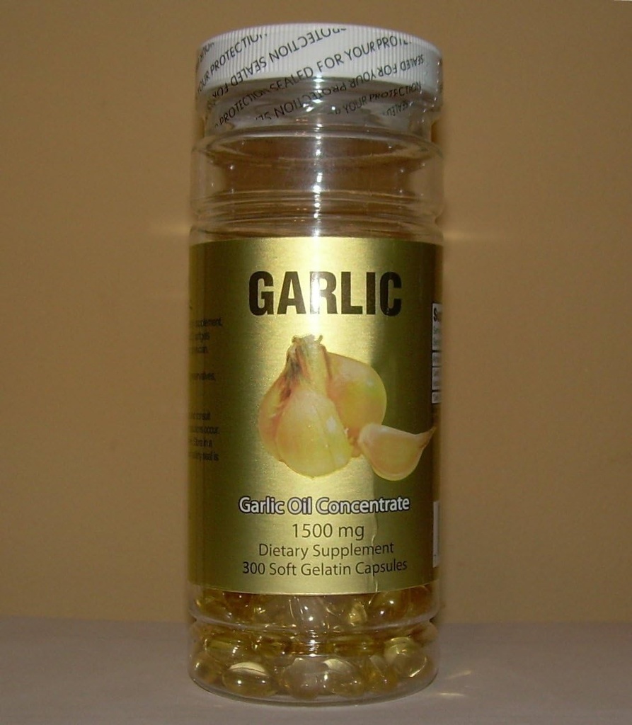 Concentrat de ulei de usturoi 1500 MG, fără colesterol, 300 capsule de gelatină moale