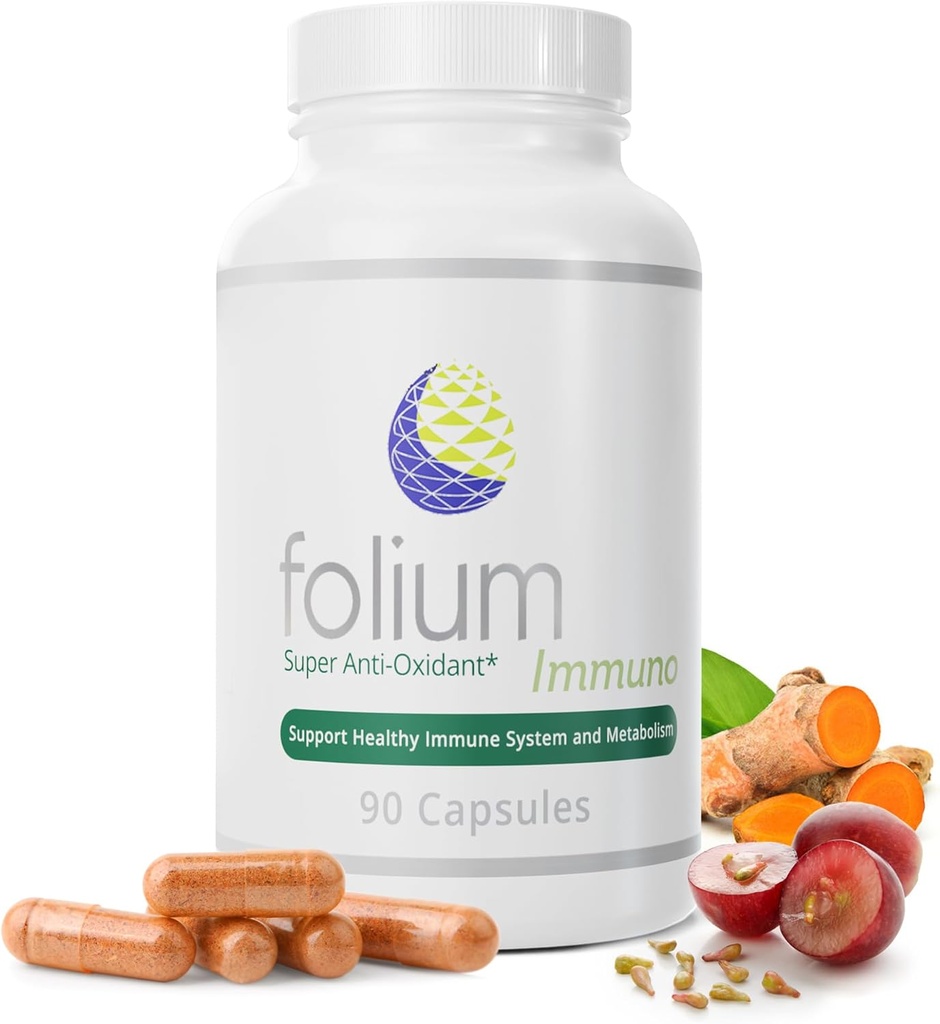 Folium Immuno Inflamatory Supplement and Pine Parts, GrapeSeed, Ginger, Turmeric, Ceai Verde, Pepper Alb și extracte de rodii