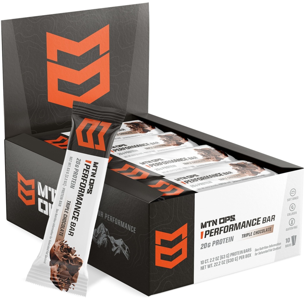 MTN OPS Triple Ciocolată Mudslide Proteine Baruri, Proteină mare cu Whey Izolat & Whey Concentrat și Colagen, Zahăr scăzut, Gluten gratuit, 10 Conte