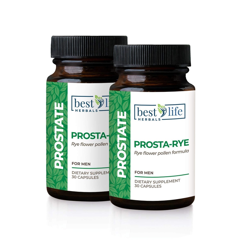 Cele mai bune plante de viata Prosta-Rye - Natural Prostate Supliment pentru barbati Experiencing un prostate extinse, urina frecventa, Bladder hiperactiv - 2 sticle, 60 capsule
