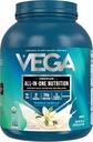 Vega Organic All-in-One Protein Powder French Vanilla (43 Servings) Superfood Ingrediente, Vitamine pentru Imunity Support, Keto Friendly, Pea Proteina pentru Femei si Barbati, 3.10lbs (Pachet de 6)