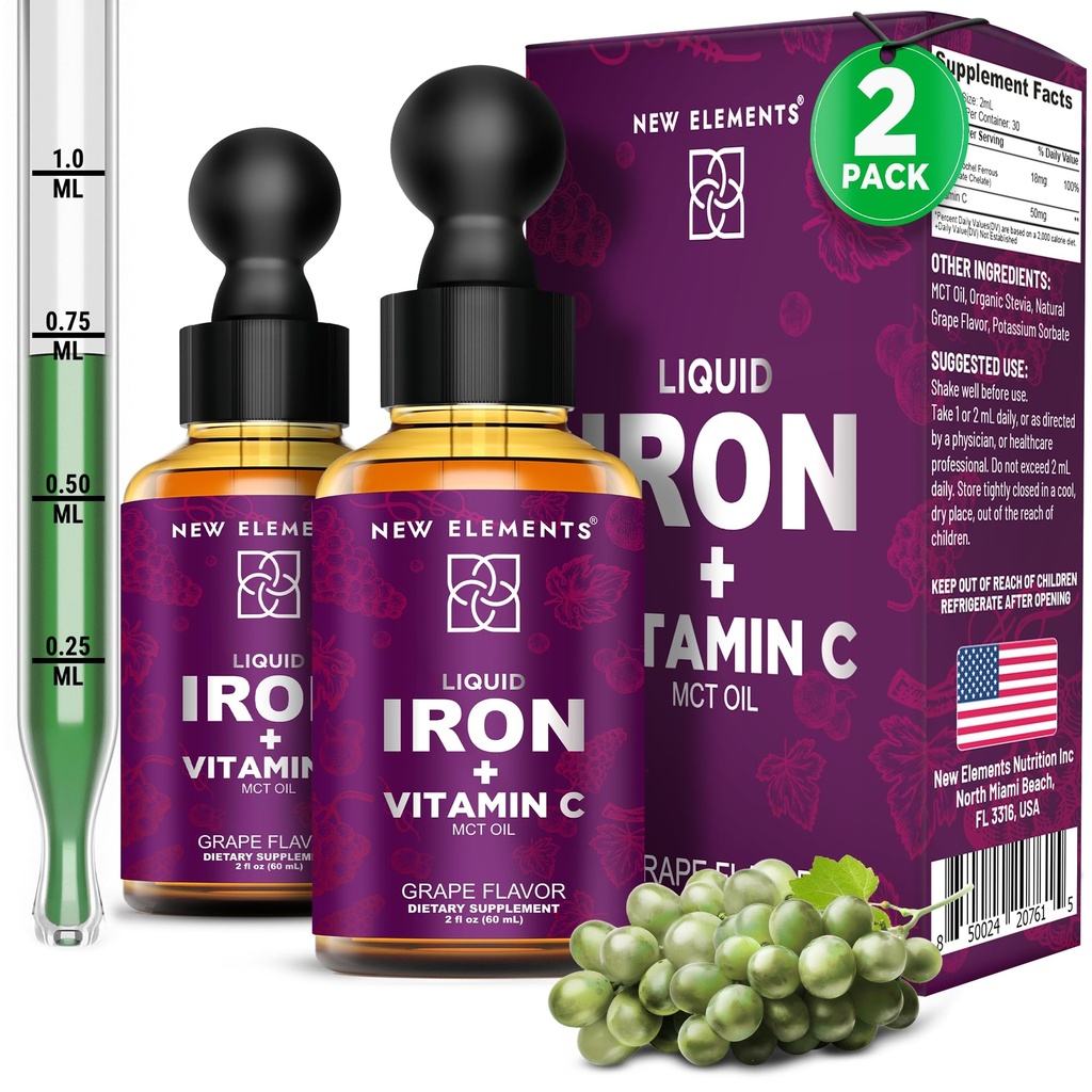 [2 Pack] Supliment lichid de fier cu vitamina C 