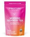 Pink Stork Organic Morning Boală Ceai de sarcină - ceai fierbinte sau cu gheaţă - arsuri la stomac prenatale, indigestie, şi suport constipaţie - Primul Trimester Sarcina trebuie să aibă - Peach ghimbir, 15 Sachete