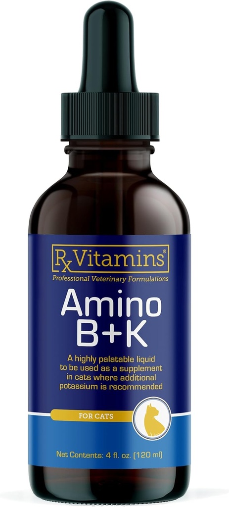 Rx Vitamine Amino B+K - Cat Vitamina B & Potasiu Suplimentul pentru pisici - cu Aminoacidi Taurina & Lysine - SIDA în Cat Rinichi Suport & Imun pentru pisici - Ficat & Bacon 4oz
