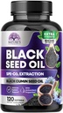 Capsule de ulei de semințe negru 1000mg cu Thymochinonă - Nigella Sativa pură pentru sănătate a pielii și sprijin imun, 100% ulei de semințe negre, extracție uimitoare de mai sus negru presat Seminte de chimen - 120 Softgels