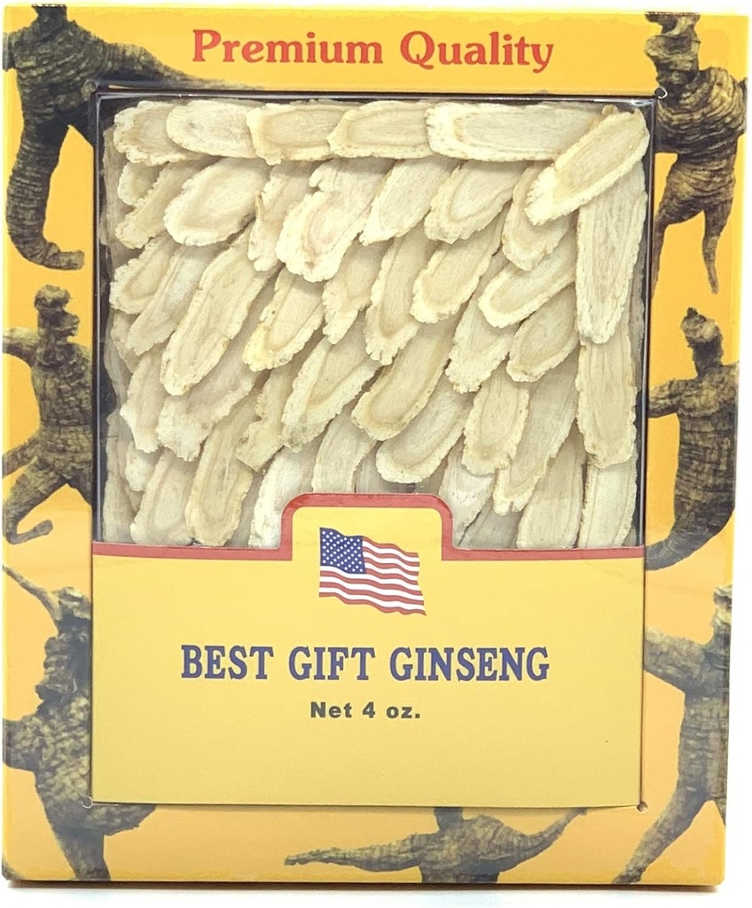 Gradul A+ mână selectat American Ginseng Slice Medium 4 oz Caseta 