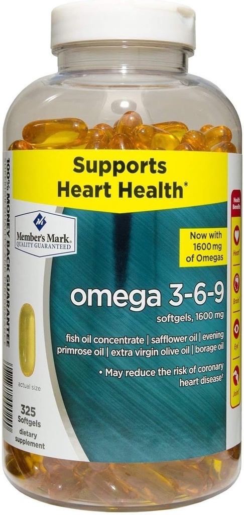 Mark Omega 3, 6, 9 Supliment alimentar 1600 Mg, Soft Gels, 325Count