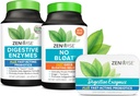 Zewise Health Bliss Bundle Digestive Enzimes + No Bloat + Free Travel Tin - pre and Post Meal Digestive Routine with enzimes and probiotics for Digestion