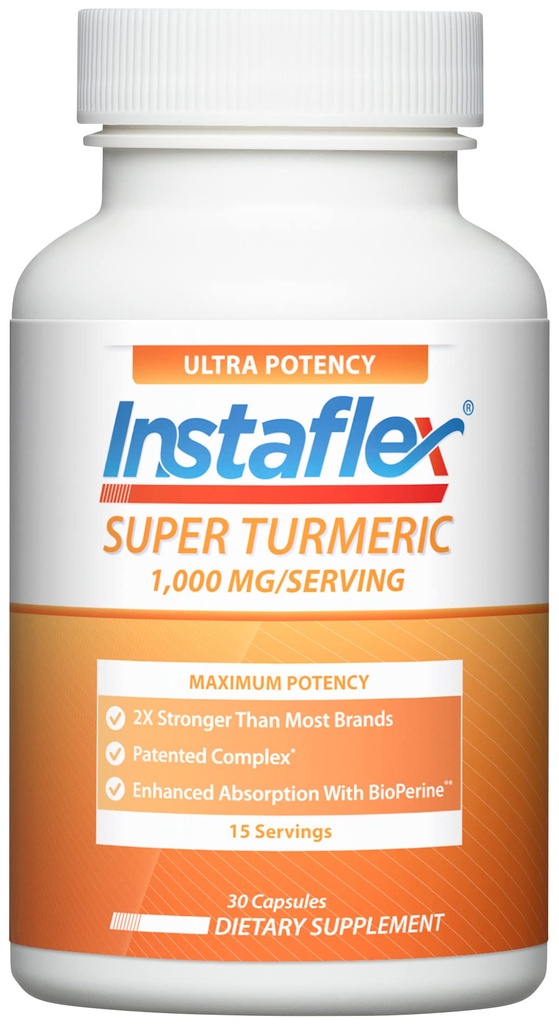 Instaflex Super Turmeric - 1000 mg Curcumin Turmeric cu BioPerine, extract de piper negru, 95% Curcuminoide, 30 Conte