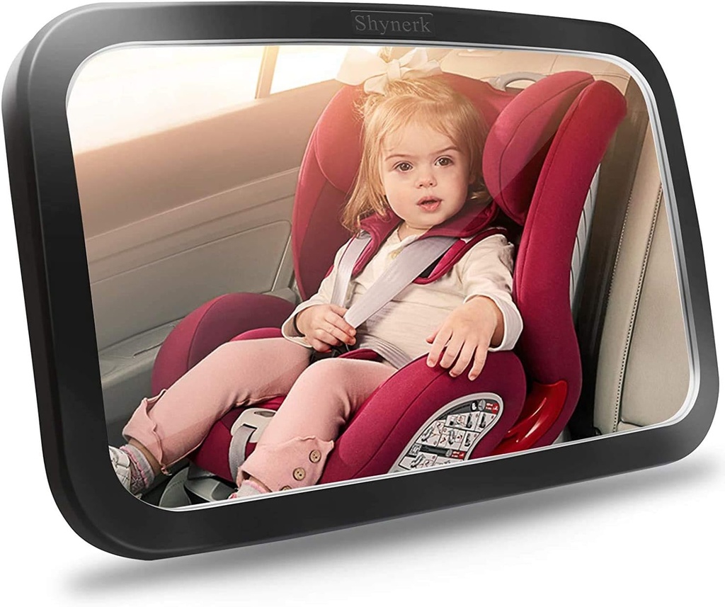 Oglindă pentru copii Shynerk, Seat Seat Oglindă pentru spate față de copil cu vedere largă Crystal Clear, Shatterproof, 360° Rotație, Crash testate și certificate
