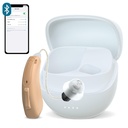 RIC Ajutor auditiv unic pentru Seniori ,CUSTOM FIT Digital Over-The-Counter Reîncărcabil Tinitus Masking Soluție de ajutor auditiv premium pentru adulți, Aproape invizibil Bluetooth apel activat, Auto-On, 1pc partea stângă