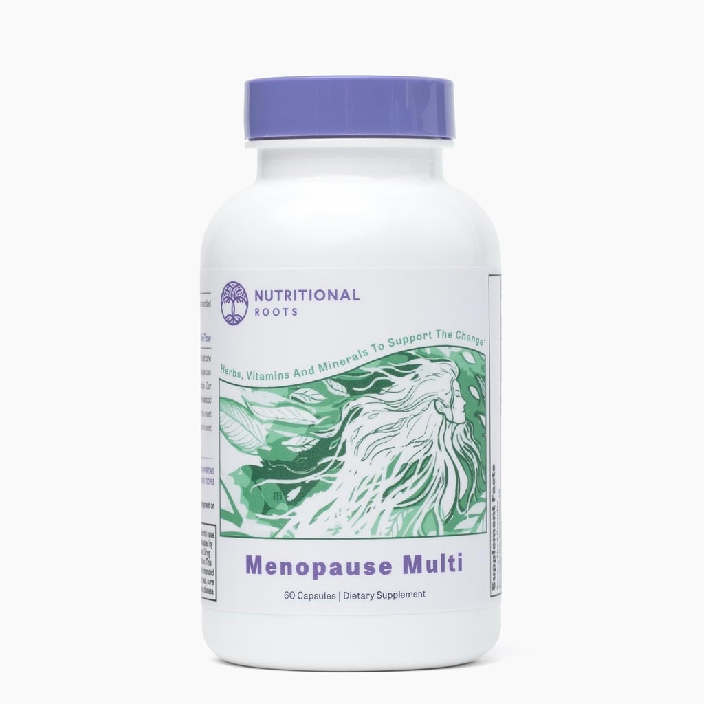Rădăcini nutriționale 5-in-1 Menopause suporta vitamine pentru femei, vitamine fermentate, minerale, probiotice și plante aromatice organice, terțe părți testate, alegerea medicului, 30 Serviri