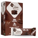 NuGo Slim Ciocolată neagră Brownie Crunch, 16g Bar de proteine, Gluten gratuit, non-GMO, Kosher, Keto Friendly, Carb scăzut, 12 Conte