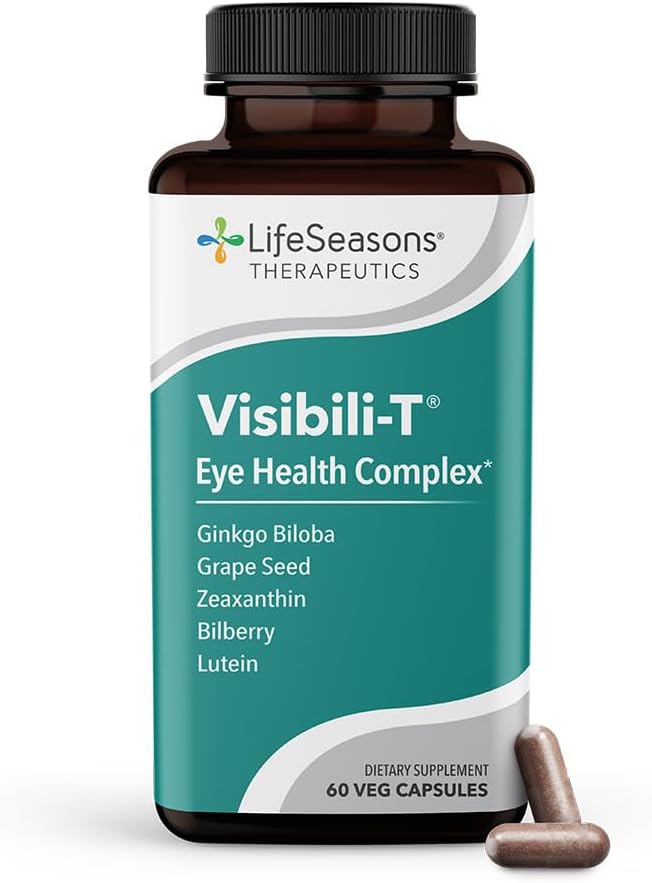LifeSeasons Visibili-T cu Bone Densi-T - Eye Health & Vision Supplement - Lutein, Crom, Morcov Root, Bilberry, Ginkgo Biloba, Seed Extract, Licopen, Vitamina A & more - 120 Capsule