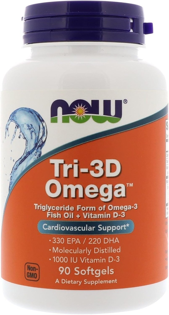 Acum alimente acum alimente, (3 ambalaj) Tri-3D Omega, 330 EPA/220 DHA, 90 Softgels